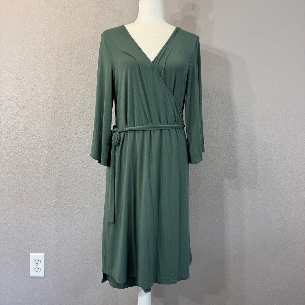 Caden Lane Size OSFM Sage Green Bamboo Viscose Spandex Tie Waist Wrap Robe